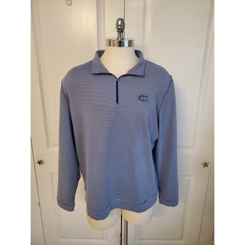 Florida Gators Onward Reserve Pullover Mens XL Blue Stripe 1/4 Zip Long Sleeve